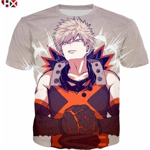 Summer Sale 3D Print Anime My Hero Academia T Shirt Bakugou Katsuki Men T Shirt Unisex Harajuku Style Streetwear Tops X237