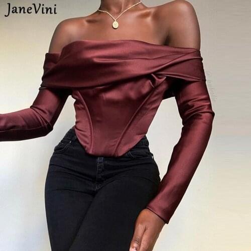 JaneVini Womens Satin Shirts