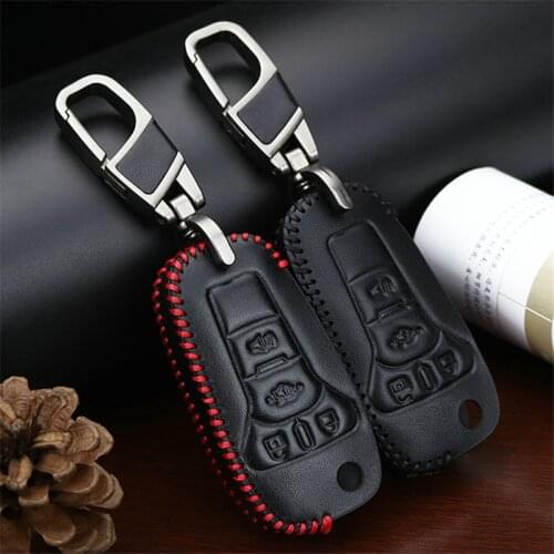Leather Car Key Case Cover For Ford Ranger Kuga Focus MK2 MK3 Mondeo 4 MK4 Fiesta MK7 MK8 Fusion Explorer S MAX C MAX Mustang
