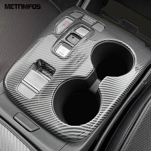 For Hyundai Tucson 2021 2022 2023 Carbon Fiber Gear Shift Box Cover Moulding Trim Decoration Frame Inner Accessories Car Styling