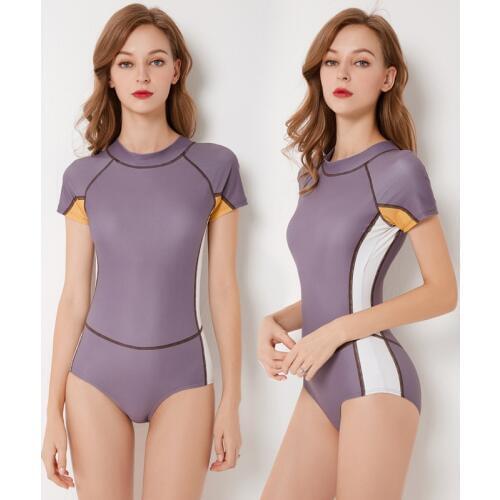 Swimwear Push Up Bikini Sport Swimsuit Women Long Sleeve Girl Rash Guard Surfing Short Swimming Print Spandex Swimwear Women