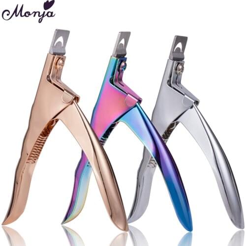 Monja 3 Colors U Word Cutting Nail Art Clippers French False Nail Tips Edge Cutters Stainless Steel Trimmers DIY Manicure Tool