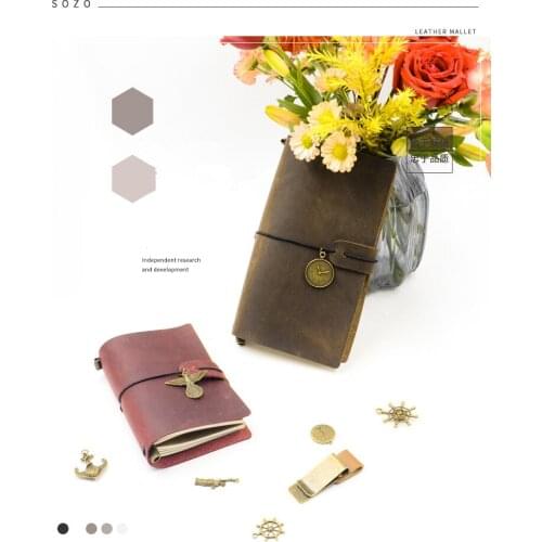 Material package Cowhide Crazy Horse Leather Leather Handmade diy Retro Loose-leaf Handbook Notepad TN Travel Handbook