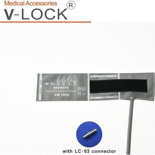 Neonate Reusable blood pressure cuff , one tube / gray imitation leather cuff With TPU Bladder