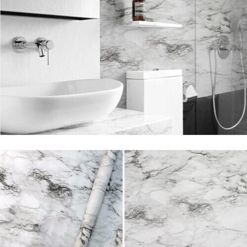 Marbling Wallpaper Sticker Self Adhesive PVC TV Background Wallpaper Furniture Counter-Top Stickers Home Door Waterproof Paper