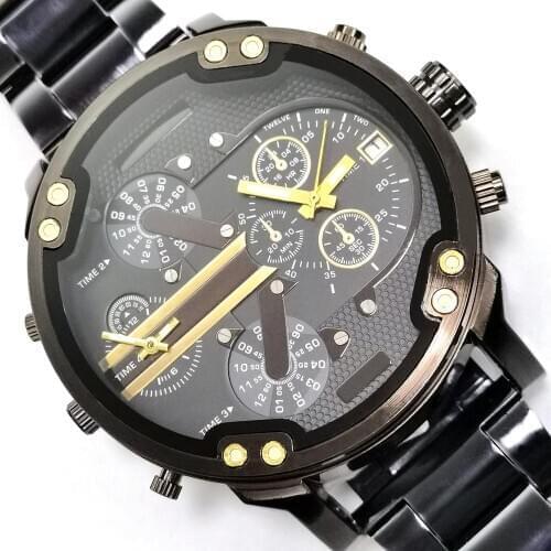 Mens Big Watch with Large Dial Stainless Steel Analogue DZ Quartz Watch Fashionable Luxury Casual and Business Watch for Men