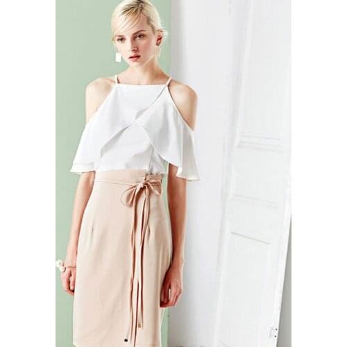 New European and American style summer autumn new women lotus sleeve sexy chiffon strapless ladies white tanks tops camis