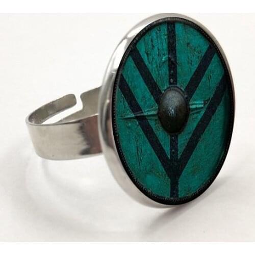 New arrived the Vikings Ring The shield of Lagertha Ring jewelry Cothic Glass Cabochon Ring amulet Gifts
