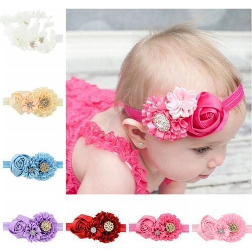Baby girl headband Infant hair Band newborn Headwear tiara headwrap Toddlers Ribbon Kids Rose Lace Flower turban Hair Accessorry