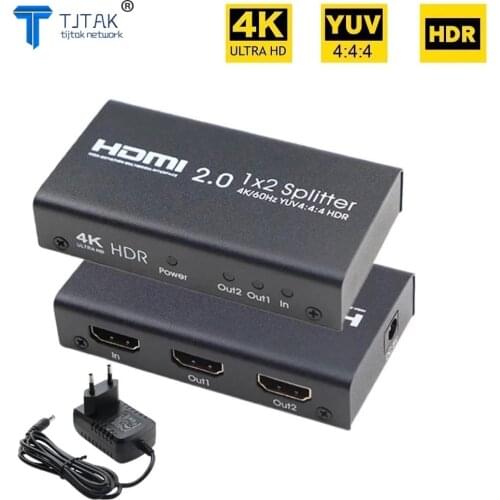 HDMI 2.0 Splitter 2 Way 4K@60Hz YUV 4:4:4 HDR Smart Splitter Box 1 in 2 out HDCP 2.2 HDMI Switcher For Xbox PS4 HDTV Projector