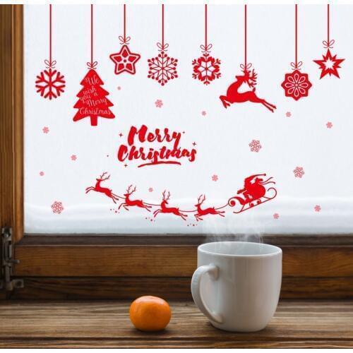 Christmas Window Sticker tree Snowflake Glass Sticker Xmas Christmas Decorations for Home Natal New Year Gift Noel free shipping