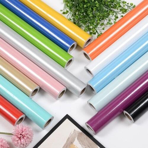 PVC Self-adhesive Stickers Solid Color Home Decoration Films for Furniture Renovation Kitchen Cabinets Waterproof Wallpaper