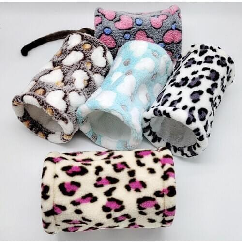 Collapsible Tunnel Shape Toy Pet Tube for Cats Dogs Warm Winter Hamster Nest Concealed Passage Toy Small Pet Tunnel Sleeping Bag