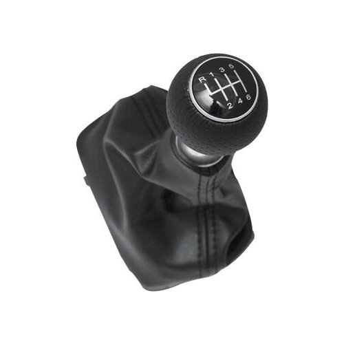 SKTOO 12mm Car Styling 5/6 Speed Gear Shift Knob with Leather Gaiter Boot Cover Black Stitch for Audi A3 S3 2001 2002 2003