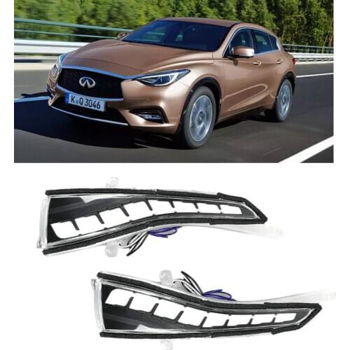 LED Side Mirror Turn Signal Light Strip Assembly White Light Parking Puddle Light Lamp Kit For QX30 2017