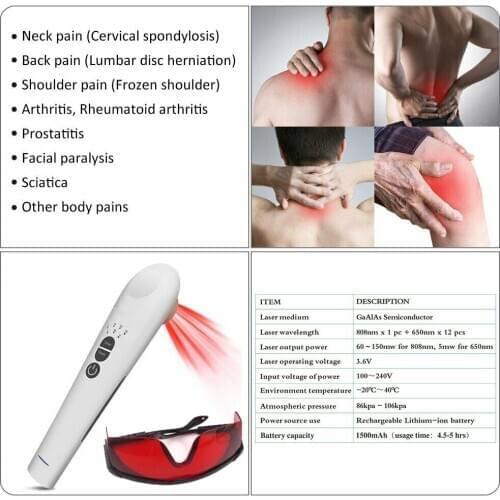 Pain Relief Laser Therapy Device Cold Laser Low Intensity Acupuncture for Pain Rheumatoid Arthritis Injuries Sprain Wound Ulcer