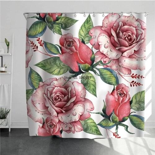 Green Plant Colorful Flower Bathroom Curtain Fabric 3D Waterproof Shower Curtains Multi-function Home Decoration Sunshade Screen