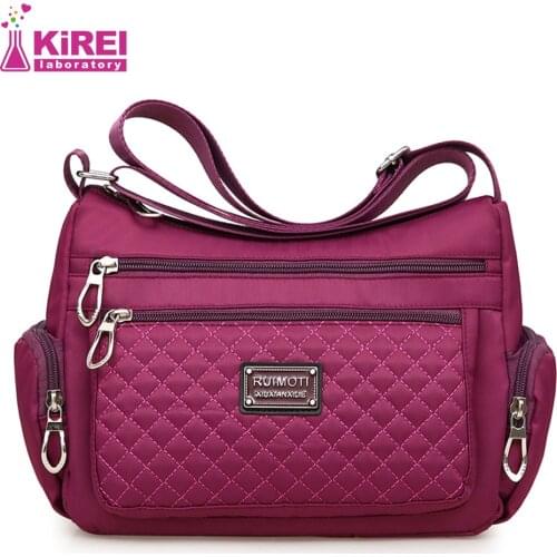 Womens new Oxford cloth waterproof shoulder bag diamond embroidered casual middle aged large capacity mommy cross body bag