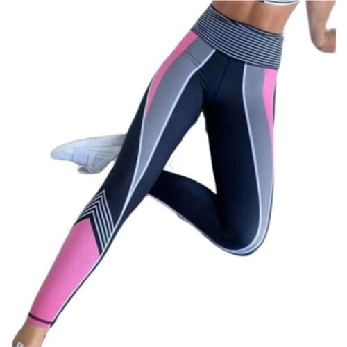 Women Sports Ttight Fitness Gym Compression Sport Training Pants Patchwork High Waist Elastic Push Up Ankle Length Yoga Pants