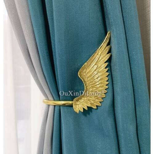 1Pair American Artistic Brass Curtain Hook Angel Wings Curtain Decor Accessories All-match Copper Decoration Wall Hooks GF373
