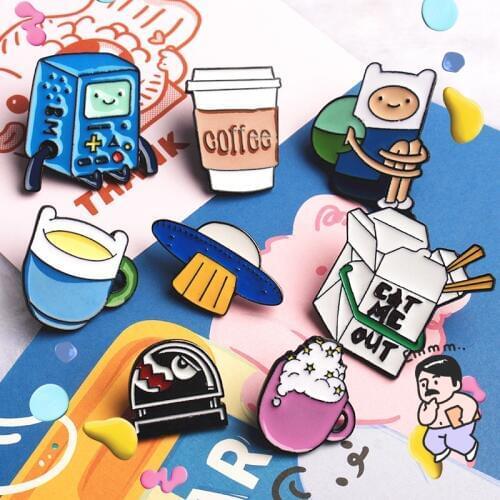 1PCS Adventure TimeEnamel Pins Custom Finn cartoon Kawaii metal Brooches Bag Clothes Lapel Pin Badge Freedom Jewelry Gift NEW4