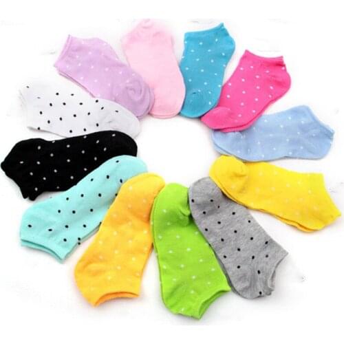 1PC Womens Socks Candy Dot Ship Socks Summer Womens Invisible Ship Socks