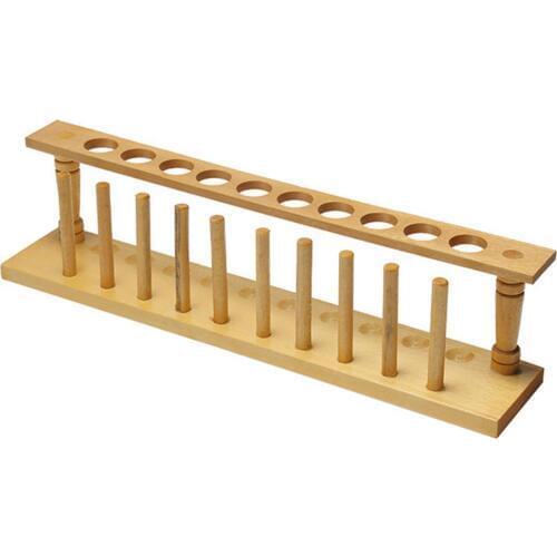 10 Holes 22mm Hole Diameter Lab Wooden Test Tube Storage Holder Bracket Rack With Stand Sticks
