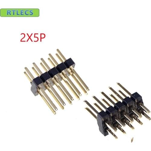 100pcs 2x5 P 10 pin 1.27mm Pitch Pin Header male dual row Male straight gold flash Rohs Reach double rows pitch 1.27