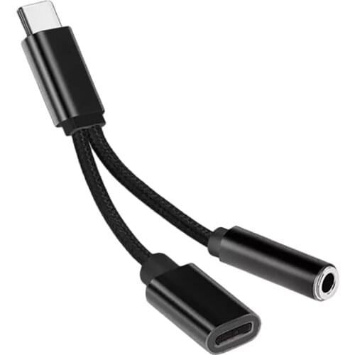 2 in 1 Type C Headphone Adapter USB C Splitter Jack AUX Audio Charging Converter for Huawei Samsung Xiaomi