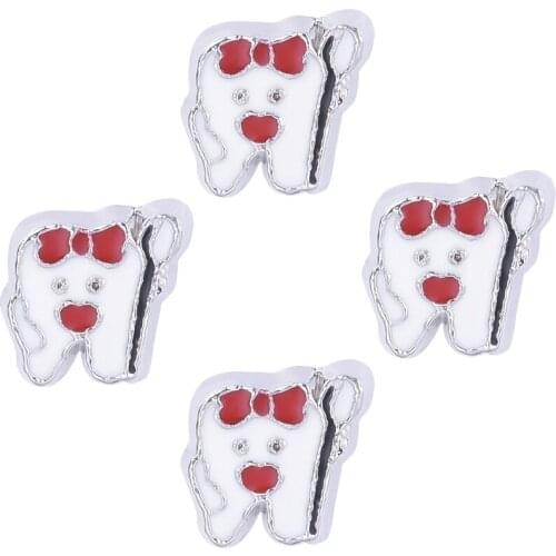 20Pcs Cartoon Character Tooth Floating Locket Charms For Living Memory Glass Floating Lockets 7*7mm