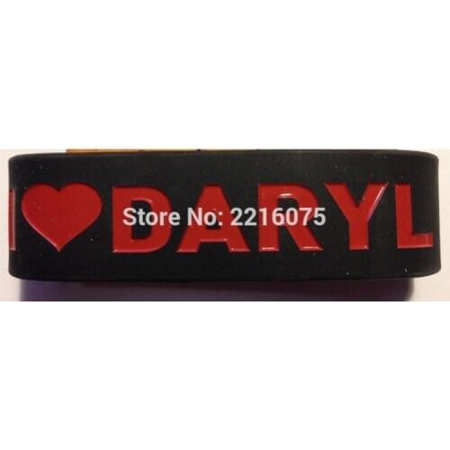 300pcs one inch THE WALKING DEAD I LOVE DARYL wristband silicone bracelets free shipping by DHL express