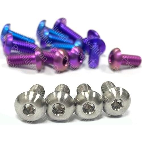 M4 Titanium Ti Button Allen Bolt Screw 10mm Half Round Hex Head for Road MTB Bike Parts Bicycle Brake Cycling 4 PCS