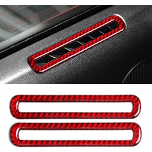 50% Hot Sales!!! 2Pcs Air Outlet Sticker Protective Wear-resistant Carbon Fiber Car Window Air Vent Trim for Ford Mustang 2015-2
