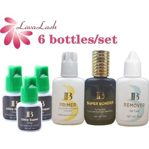 6bottles/set IB UItra Super Glue Eyelash Extensions Glue Primer Remover SUPER BONDER Original Eyelash Glue Set Makeup Tools Shop