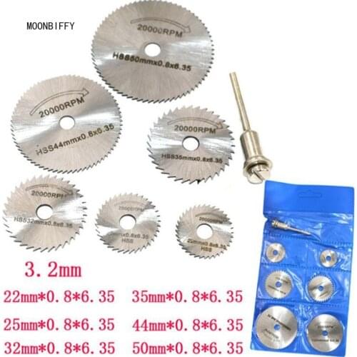 7pc High Speed Steel Metal Circular Saw Disc Wheel Blades Shank Mini Saw Blades with Mandrels Drill Warehouse Rotary Wood Cutout