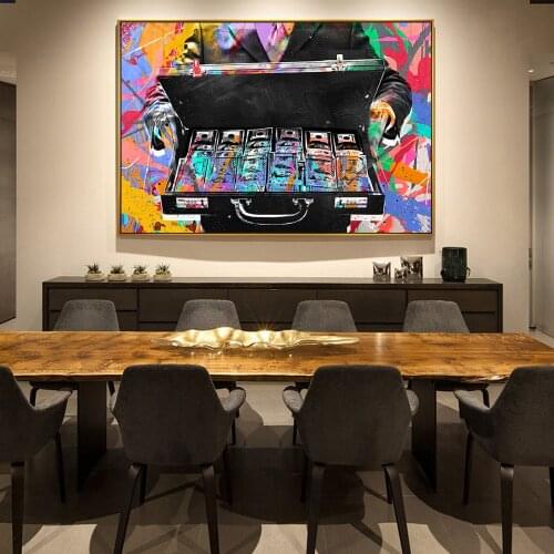 Abstract Money Canvas Painting Inspirational Posters Prints Wall Graffiti Street Art Picture for Living Room Home Decor Cuadros