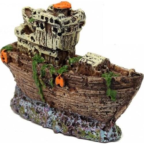 Aquarium Decoration Small Ship Ornament Sailing Boat Fish Tank Decor Resin Ornament Landscaping Decor akvaryum dekor 2021 New