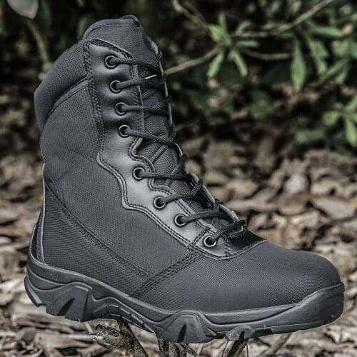 Autumn Winter Military Tactcial Men Boots Black Special Force Ankle Boots Mens Army Shoes Botas Work Shoes Leather Snow Boots