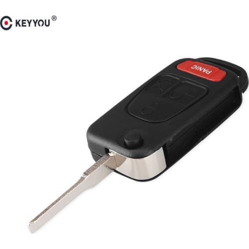 KEYYOU Flip Fold Car Key Shell For Mercedes For Benz MB ML350 ML500 ML320 ML55 AMG ML430 3 +Panic 4 Button Remote Key Fob Case