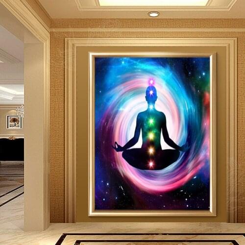 DropshippingCanvas Painting Art Posters Prints Indian Buddha Meditation 7 Chakra Yoga Sports Wall Art for Living Room Bedroom