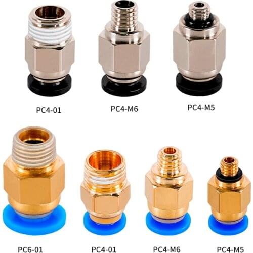 MEGA 5PCS PC4-M5 Pneumatic Connector OD 4mm 1.75mm Thread Air Fittings For Extruder 2*4mm PTFE tube 3D Printer Part Pipe Push