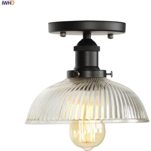 IWHD Plafon Glass Vintage Ceiling Lamps For Living Room Bedroom Loft Industrial Decor Ceiling Lights Fixtures Lampara Techo LED