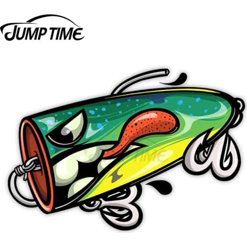 JumpTime 13 x 5.7cm For Fishing Lure Car Stickers Vinyl Waterproof Decal Laptop Trunk Car Warp Custom Printing Window Decal