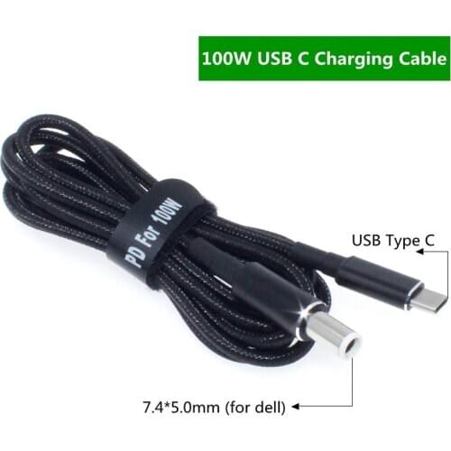 100W USB Type C PD Charging Cable Cord USB C to 7.4x5.0mm Laptop Power Adapter Connector for hp Laptop Charger