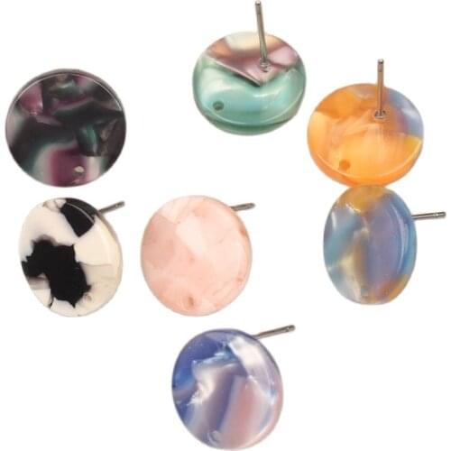 15mm 10pcs/lot Acetate Resin Tortoiseshell Round Base Earrings Connector For DIY Earring Making Jewelry Accessories