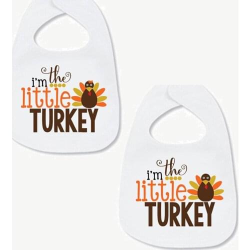Boy girl I'm The Little Turkey bib my 1st first Thanksgiving high chair decoration supplies baby shower gift present Photo props