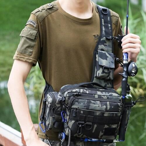Multifunctional Fishing Tackle Bags Single Shoulder Crossbody Bag Waist Pack Fish Outdoor Storage Fishing Bag