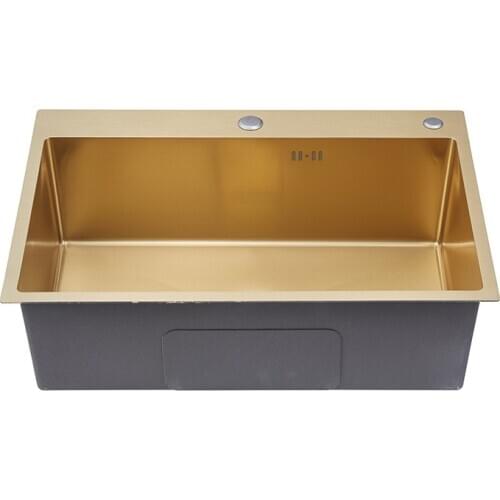 53X43 cm 304 Stainless Steel single bowl Gold kitchen sinks above counter or udermount sink Vegetable Washing basin Sinks