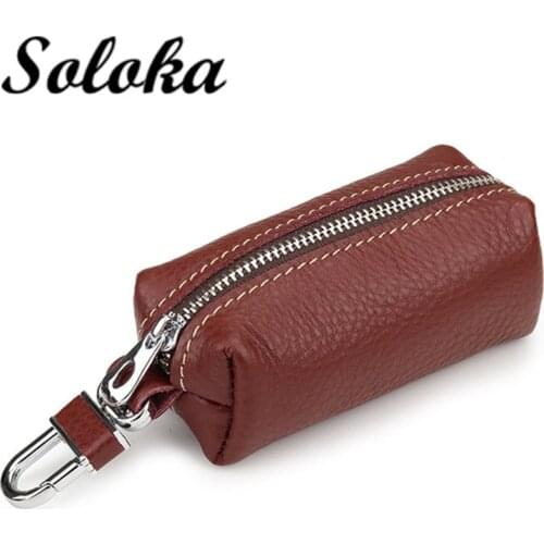 Men Leather Keychain Holder Car Key Bag Multifunction Key Case Housekeeper Key Holder Zipper Keychain Pouch Key Cases