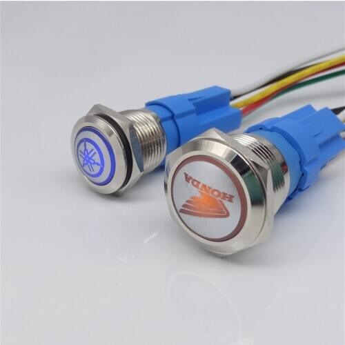 Customize various symbols 19mm Metal Push Button Switch press button Self-reset locking Flat head Momentary With indicator light